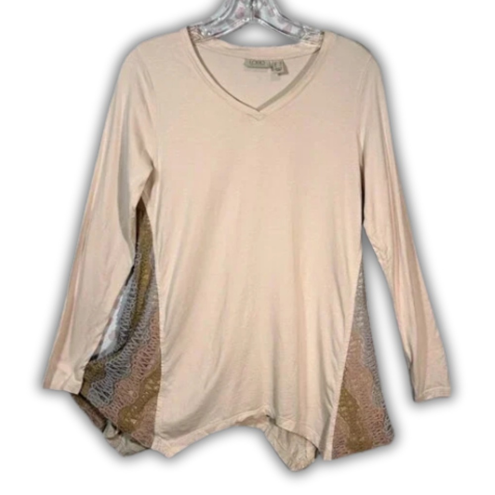 LOGO Lori Goldstein M Blush Pink Crochet Flowy Balletcore Coquette Pastel Fairy‎